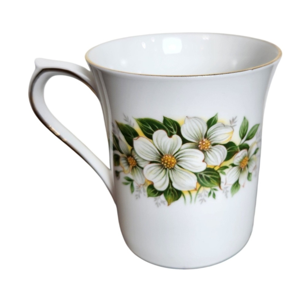VTG‎ Queens Rosina Bone China Tea Mug White Dogwood Floral England